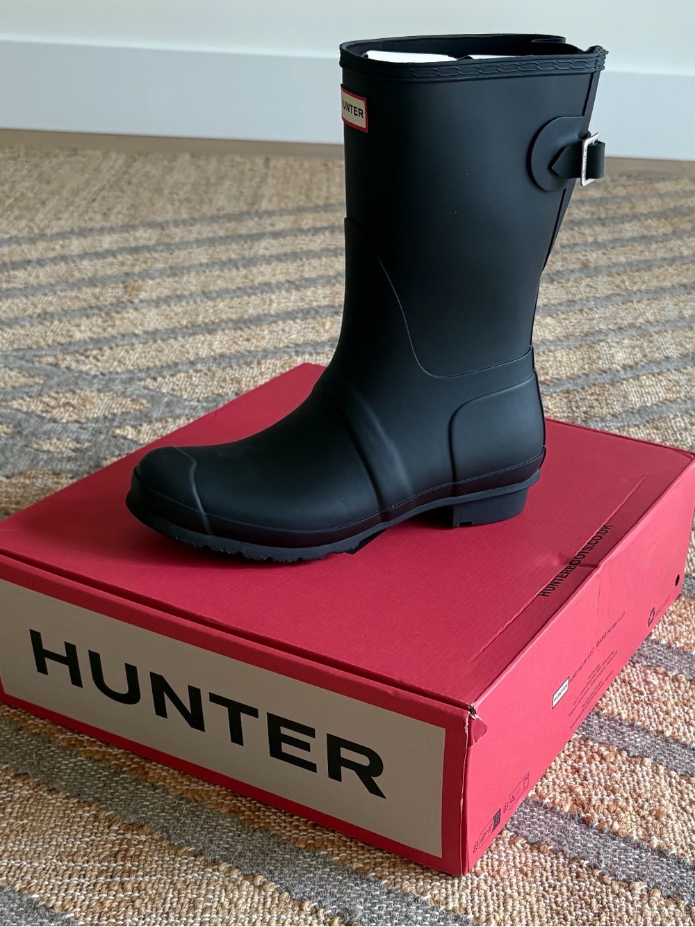 Hunter original Black Matte Short Rain Boots Side Buckle size 10 NEW WITH BOX - Picture 6 of 8